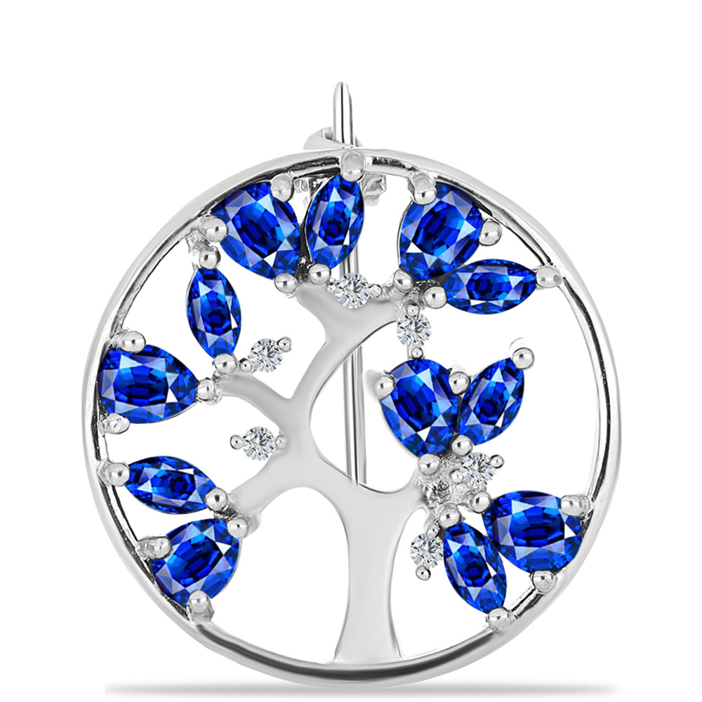 Broche de Plata con Zafiro Azul Australiano y Topacio Blanco 1 