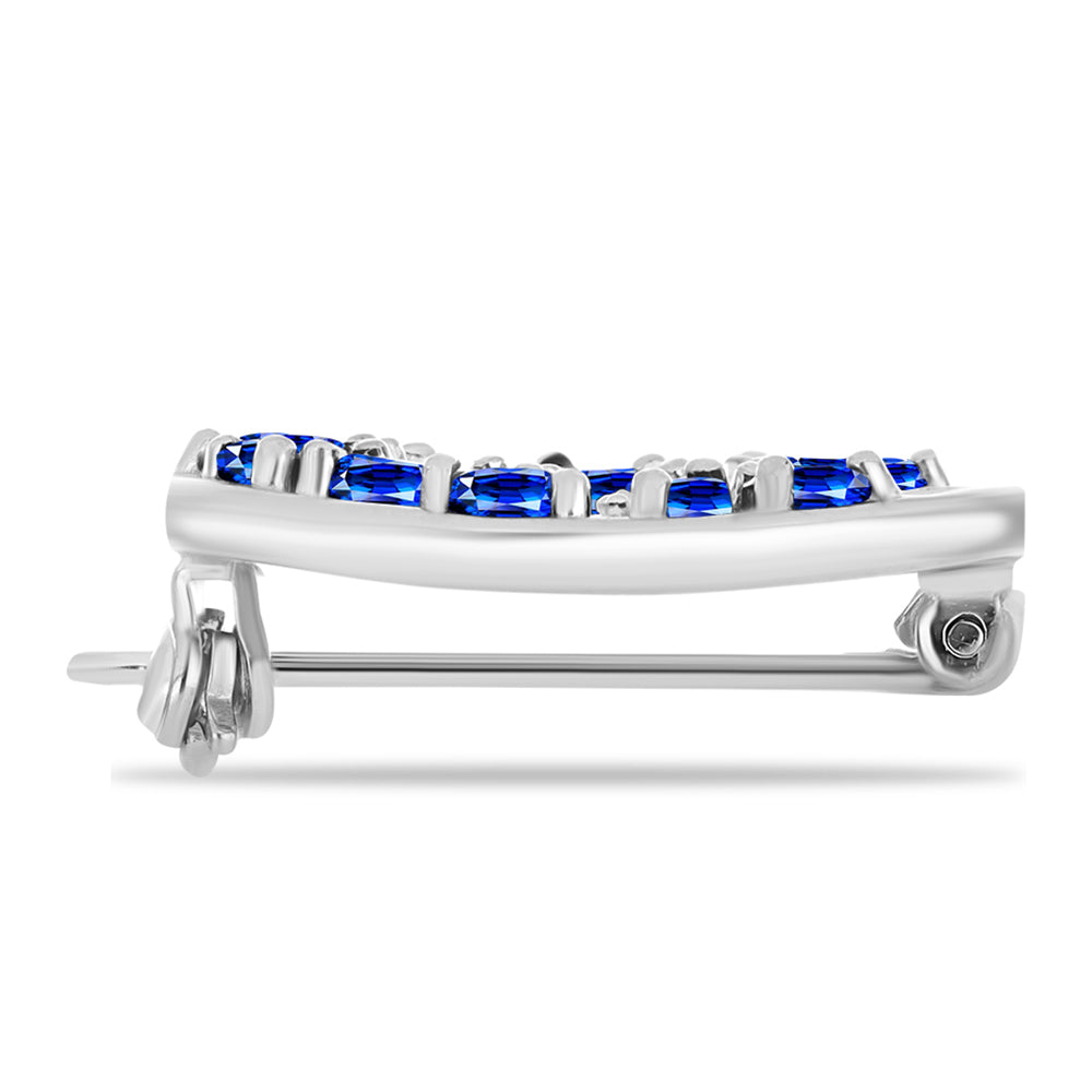 Broche de Plata con Zafiro Azul Australiano y Topacio Blanco 2 