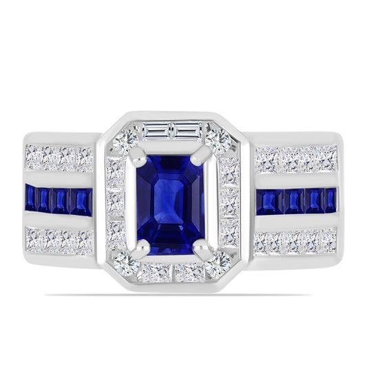 Anillo de Plata con Zafiro Azul Australiano y Topacio Blanco