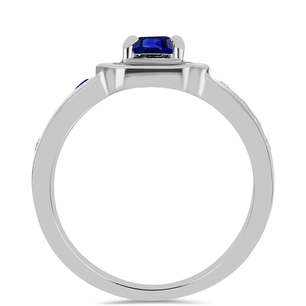 Anillo de Plata con Zafiro Azul Australiano y Topacio Blanco 2 