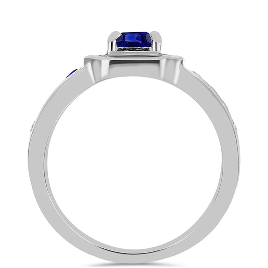 Anillo de Plata con Zafiro Azul Australiano y Topacio Blanco