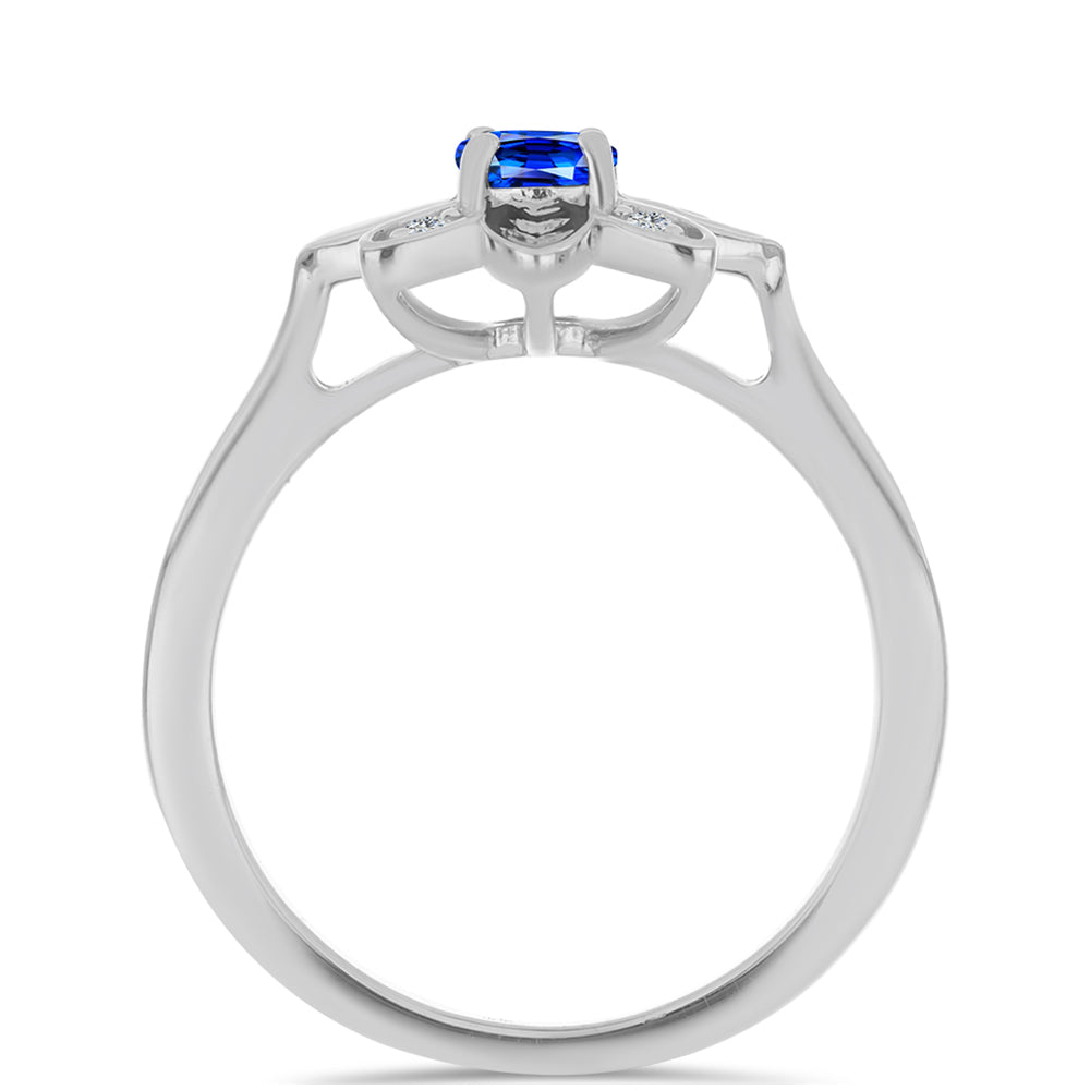 Anillo de Plata con Zafiro Azul Australiano y Topacio Blanco 2 