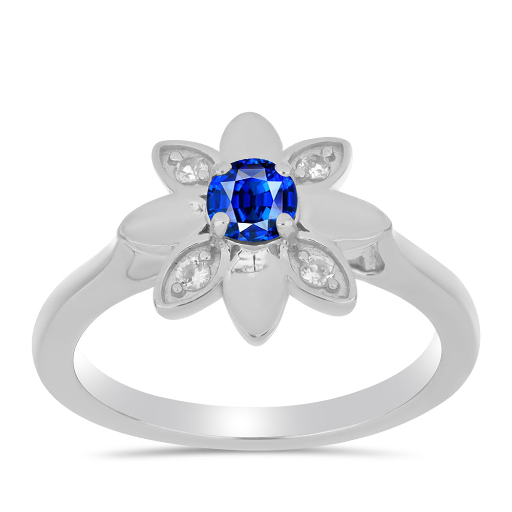 Anillo de Plata con Zafiro Azul Australiano y Topacio Blanco 3 