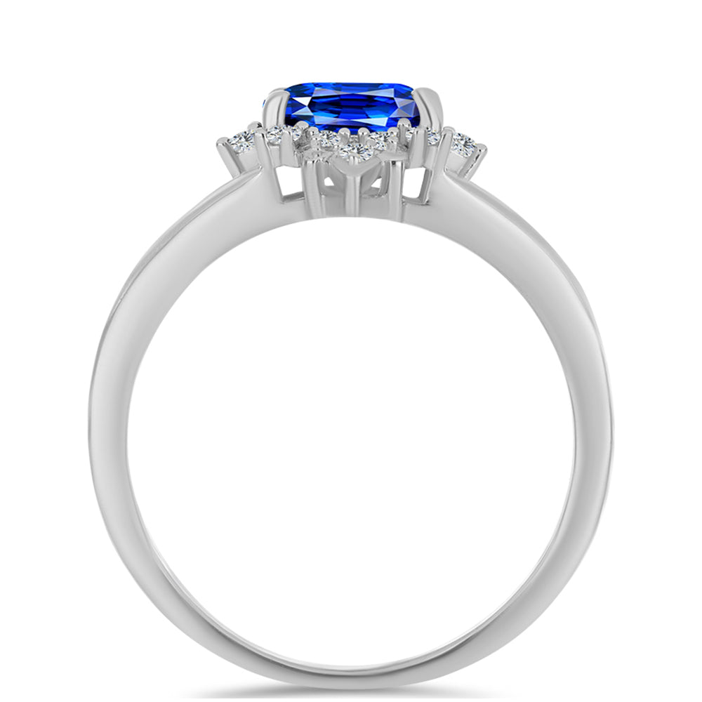 Anillo de Plata con Zafiro Azul Australiano y Topacio Blanco 2 