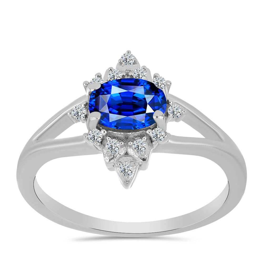 Anillo de Plata con Zafiro Azul Australiano y Topacio Blanco 3 