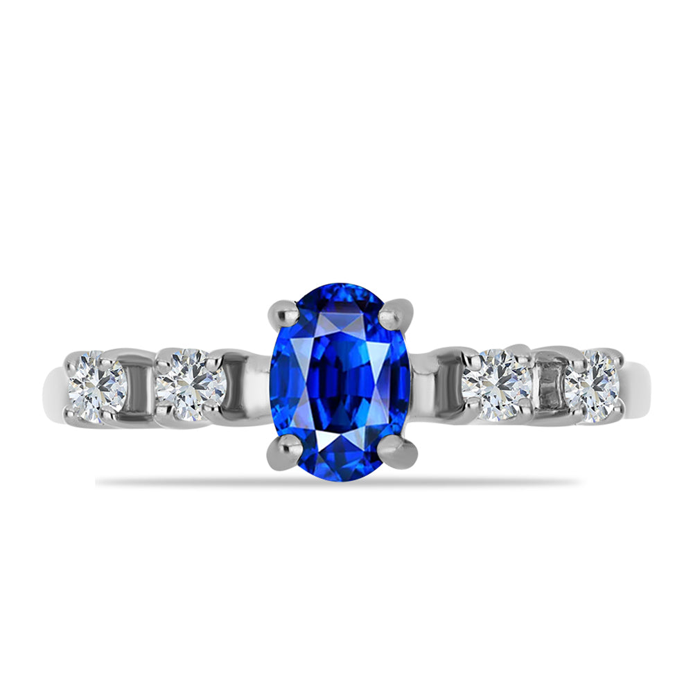 Anillo de Plata con Zafiro Azul Australiano y Topacio Blanco 1 