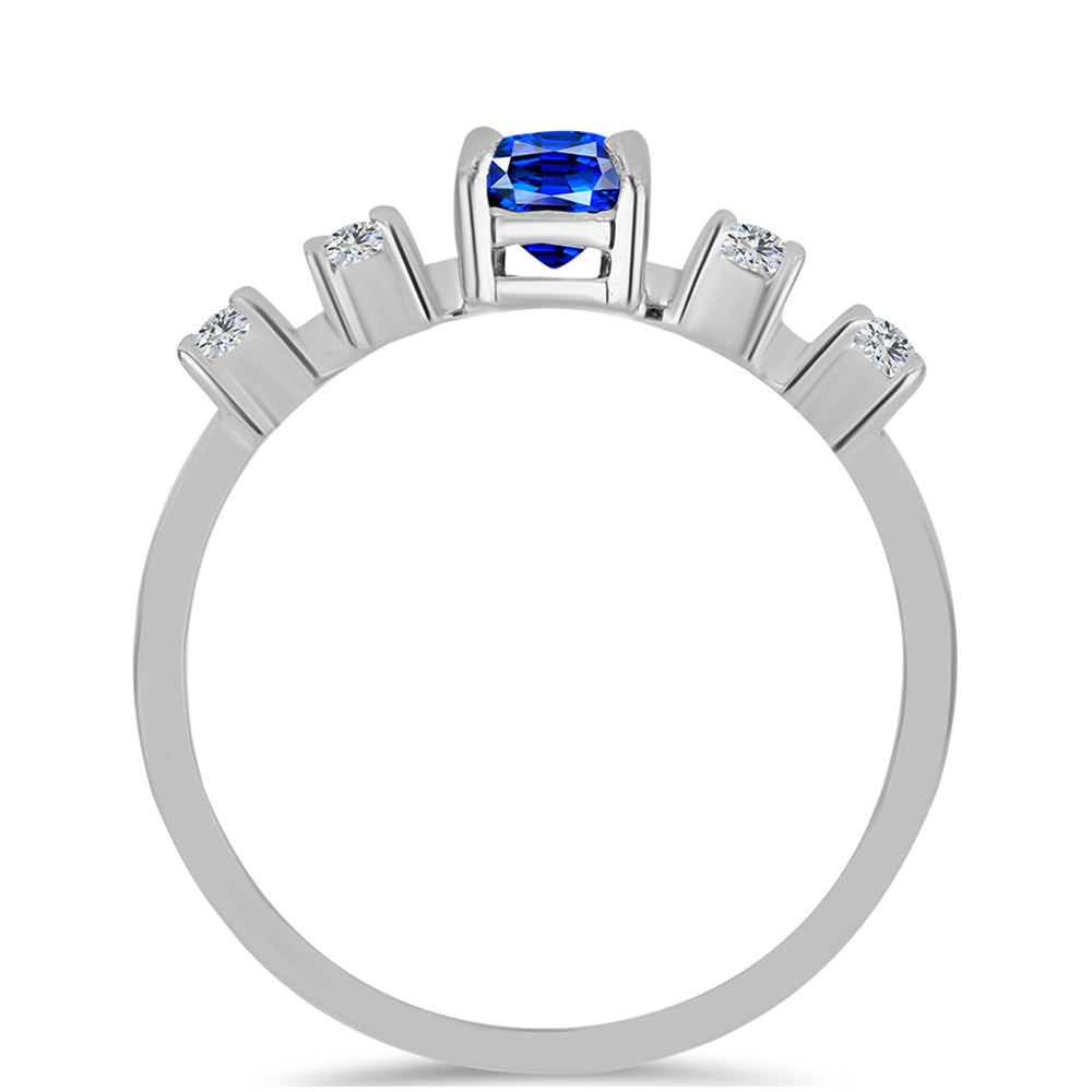 Anillo de Plata con Zafiro Azul Australiano y Topacio Blanco 2 