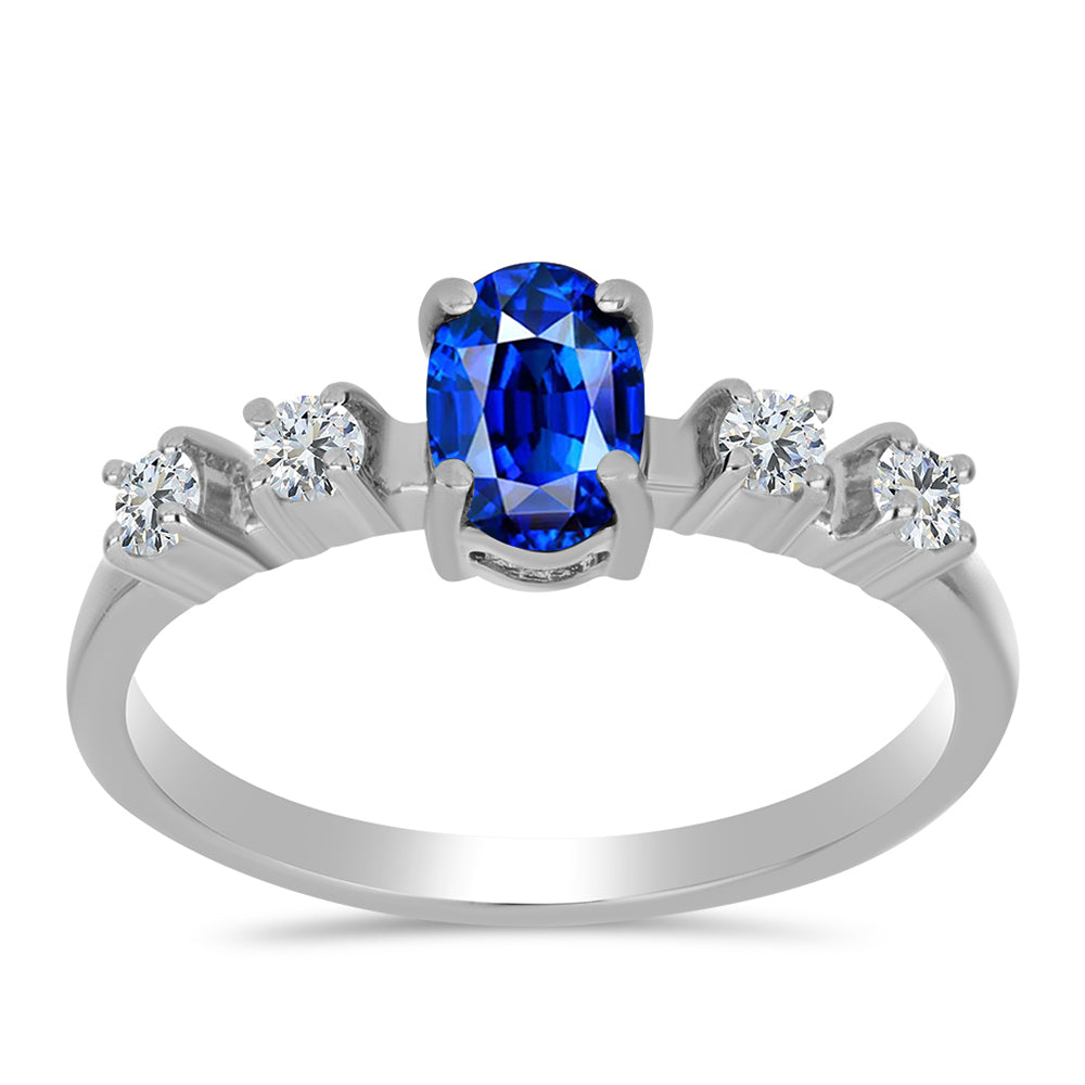 Anillo de Plata con Zafiro Azul Australiano y Topacio Blanco 3 