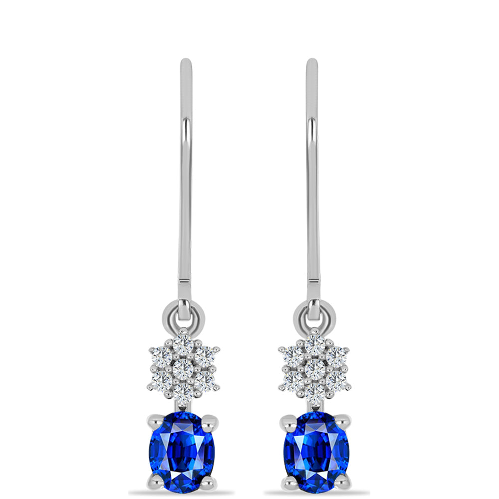 Pendientes de Plata con Zafiro Azul Australiano y Topacio Blanco 1 