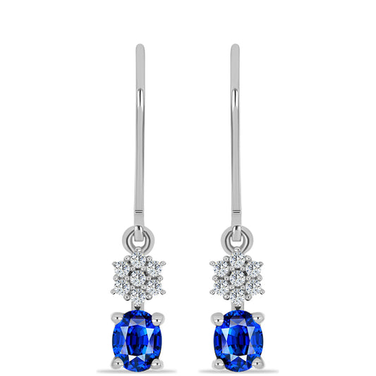 Pendientes de Plata con Zafiro Azul Australiano y Topacio Blanco