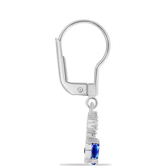Pendientes de Plata con Zafiro Azul Australiano y Topacio Blanco