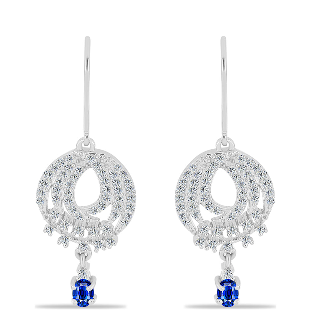 Pendientes de Plata con Zafiro Azul Australiano y Topacio Blanco