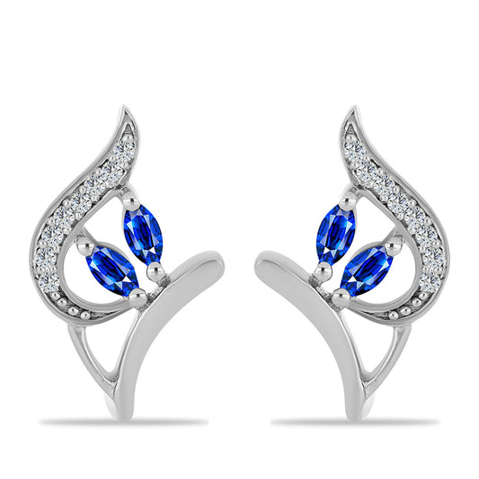 Pendientes de Plata con Zafiro Azul Australiano y Topacio Blanco