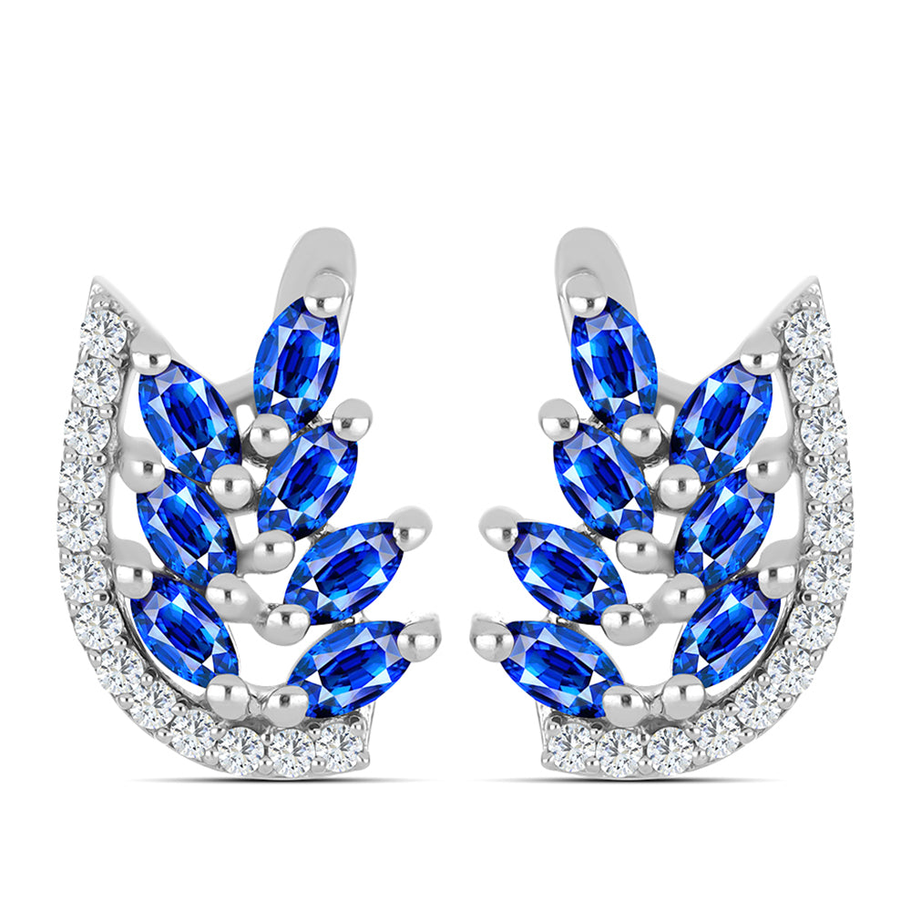Pendientes de Plata con Zafiro Azul Australiano y Topacio Blanco 1 