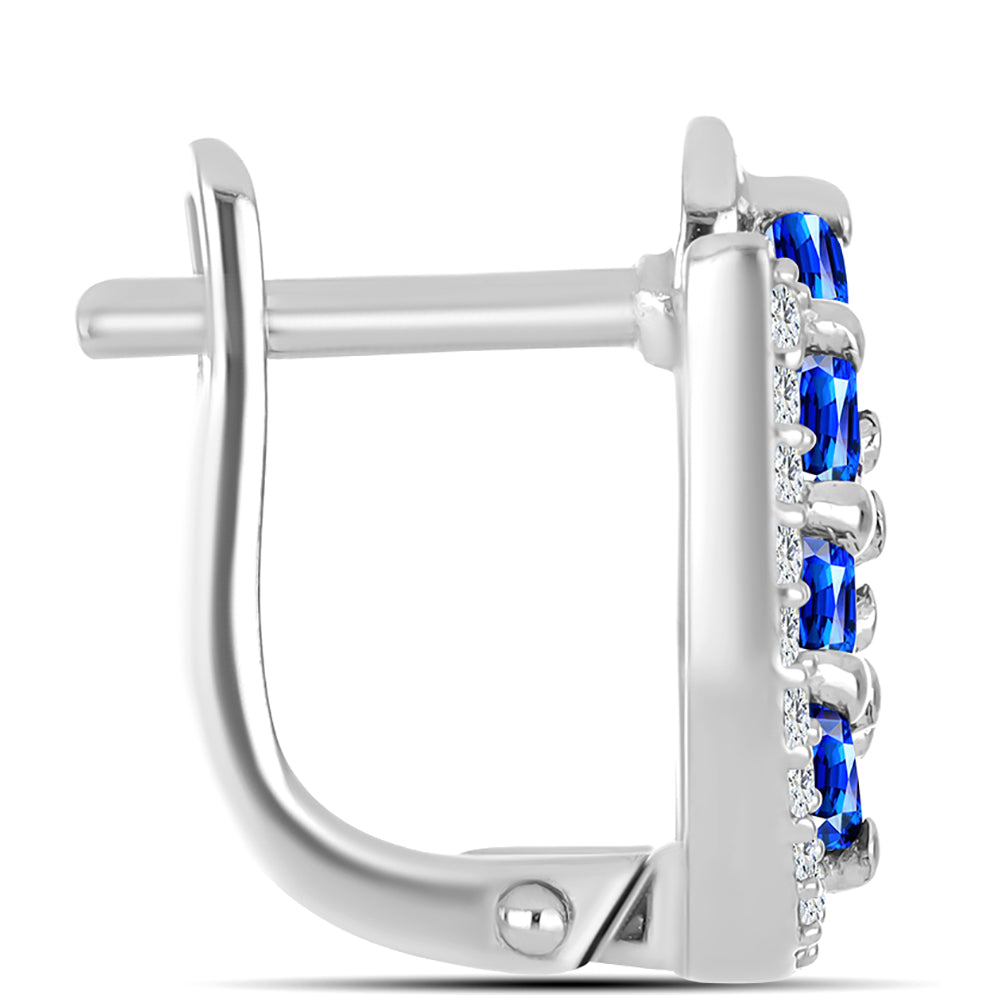 Pendientes de Plata con Zafiro Azul Australiano y Topacio Blanco