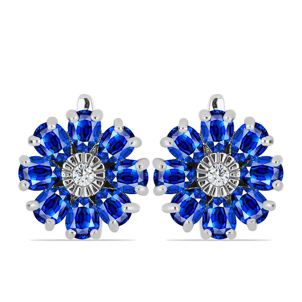 Pendientes de Plata con Zafiro Azul Australiano y Topacio Blanco