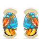 Conjunto de Plata Bañada en Oro con Turquesa Ostra ( Pendientes +Anillo +Colgante )