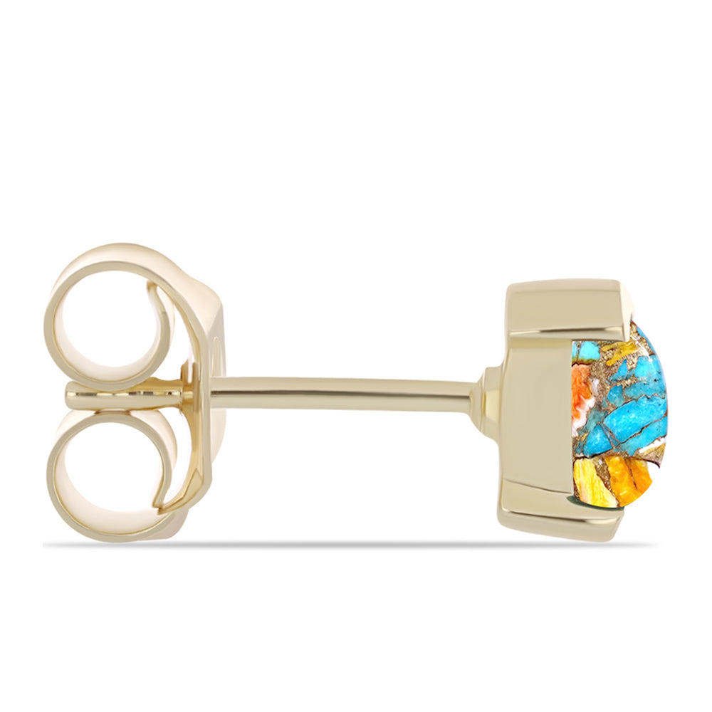 Conjunto de Plata Bañada en Oro con Turquesa Ostra ( Pendientes +Anillo +Colgante ) 5 