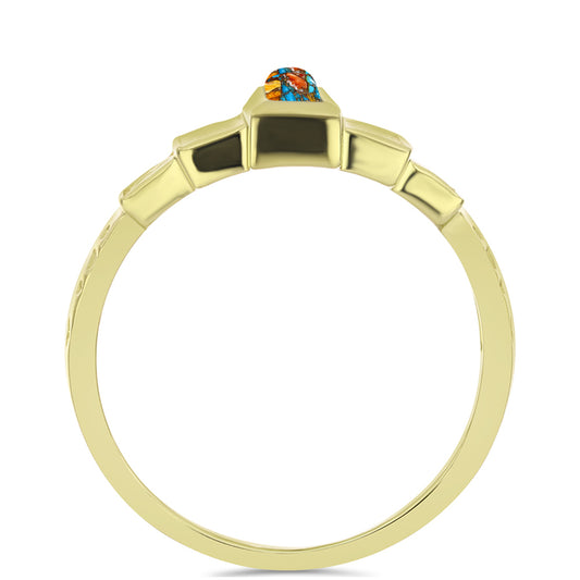 Anillo de Plata Bañada en Oro con Turquesa Ostra