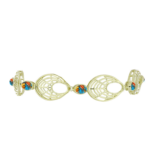 Pulsera de Plata Bañada en Oro con Turquesa Ostra