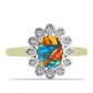 Anillo de Plata Bañada en Oro con Turquesa Ostra y Topacio Blanco