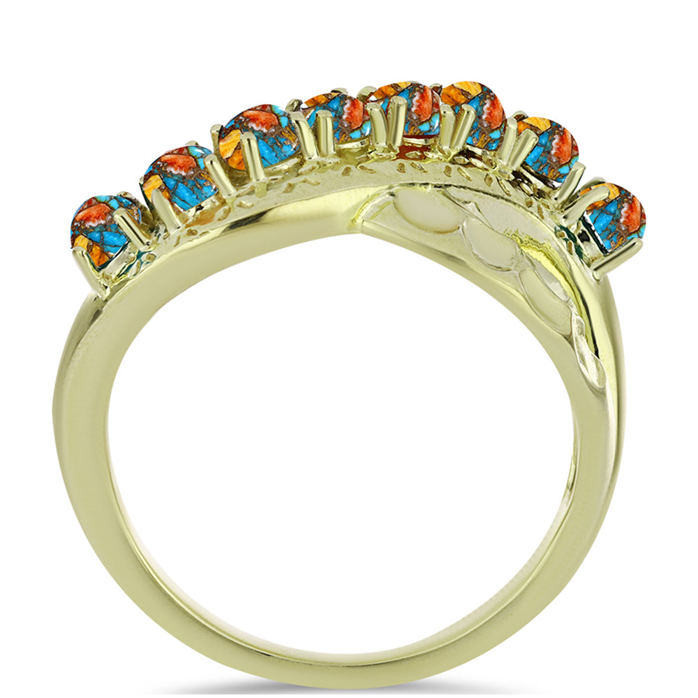 Anillo de Plata Bañada en Oro con Turquesa Ostra 2 