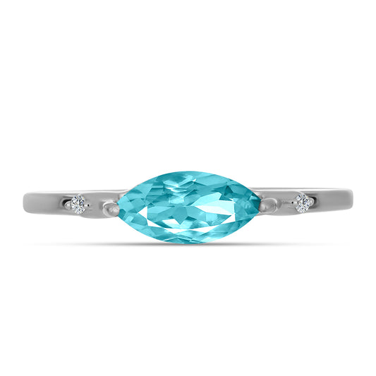 Anillo de Plata con Cuarzo Paraiba y Topacio Blanco