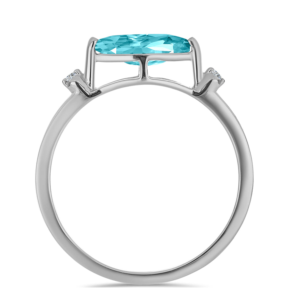 Anillo de Plata con Cuarzo Paraiba y Topacio Blanco 3 