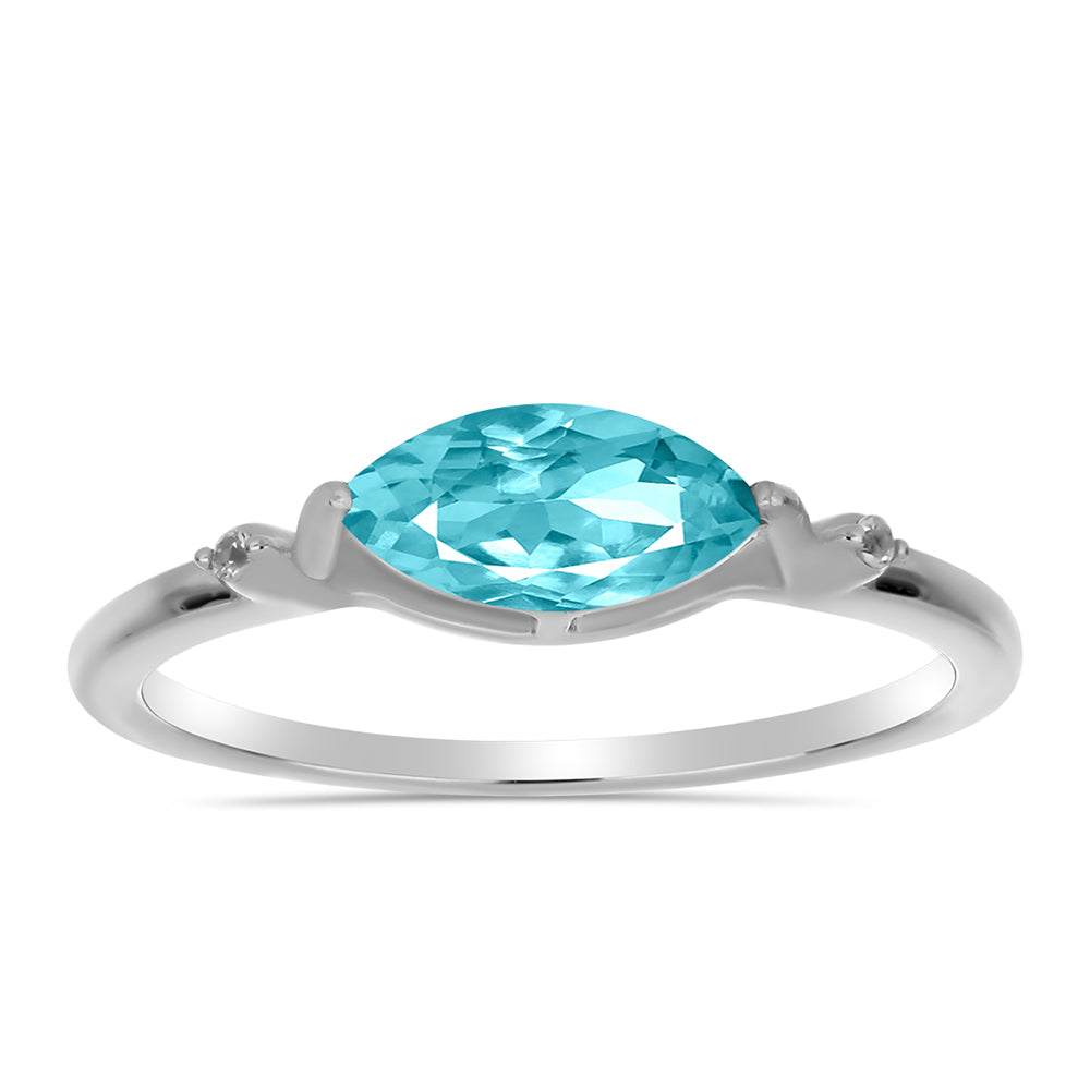 Anillo de Plata con Cuarzo Paraiba y Topacio Blanco 1 