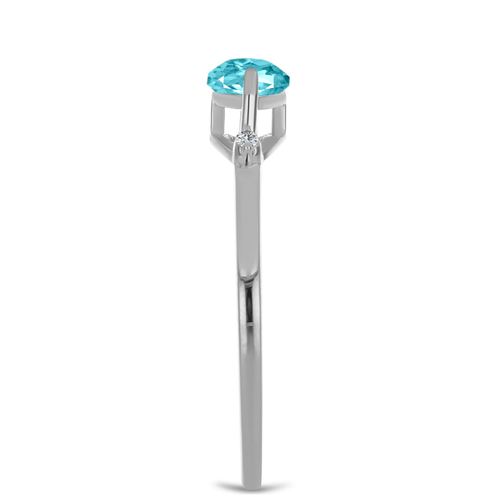 Anillo de Plata con Cuarzo Paraiba y Topacio Blanco 4 