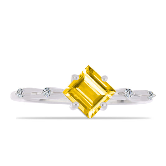 Anillo de Plata con Citrino de los Montes Urales y Topacio Blanco