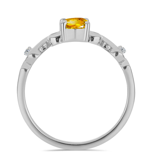Anillo de Plata con Citrino de los Montes Urales y Topacio Blanco