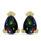 Conjunto de Plata Bañada en Oro con Ópalo negro medianoche Lega Dembi de Ëtiopía ( Pendientes +Anillo )