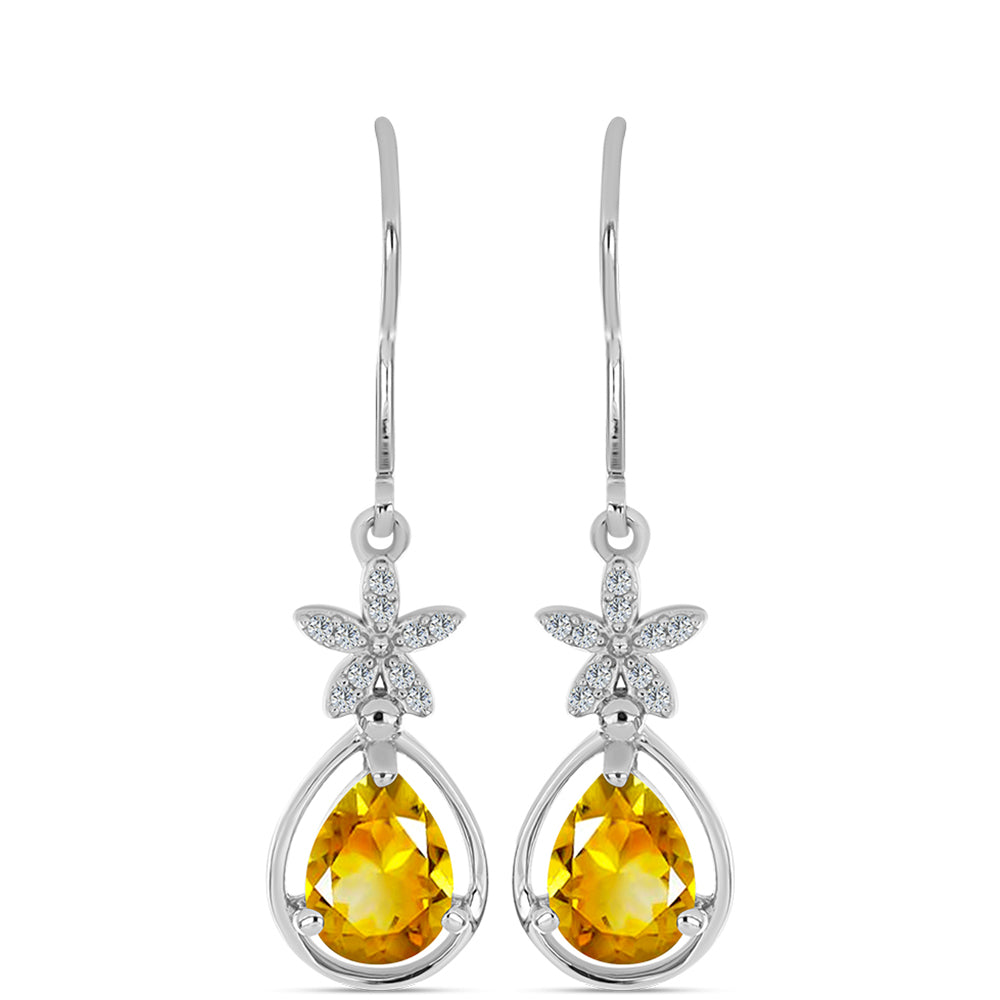 Pendientes de Plata con Citrino de los Montes Urales y Topacio Blanco