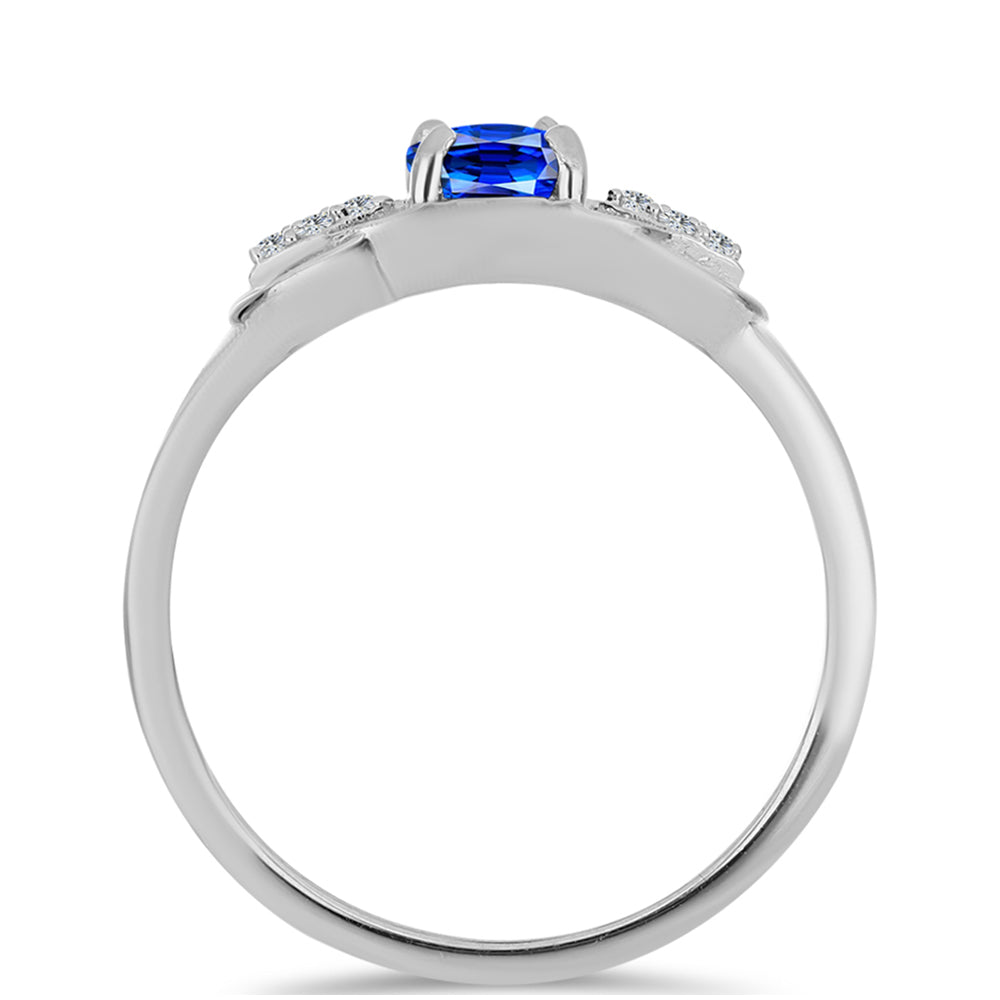 Anillo de Plata con Zafiro Azul Australiano y Topacio Blanco 2 