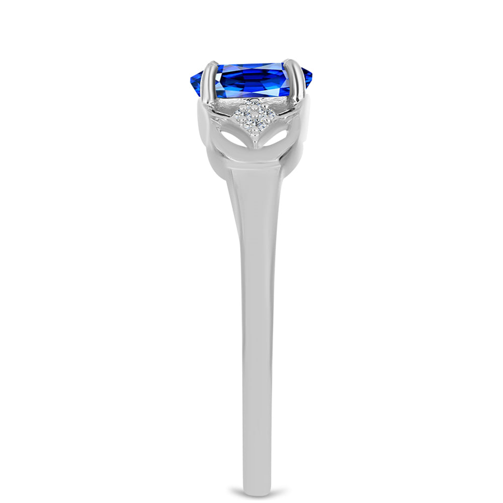 Anillo de Plata con Zafiro Azul Australiano y Topacio Blanco 4 