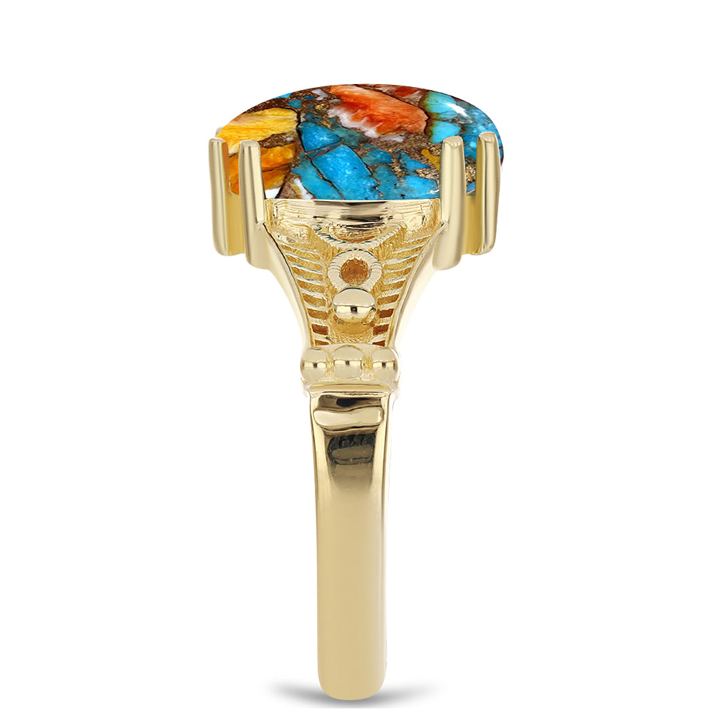 Anillo de Plata Bañada en Oro con Turquesa Ostra