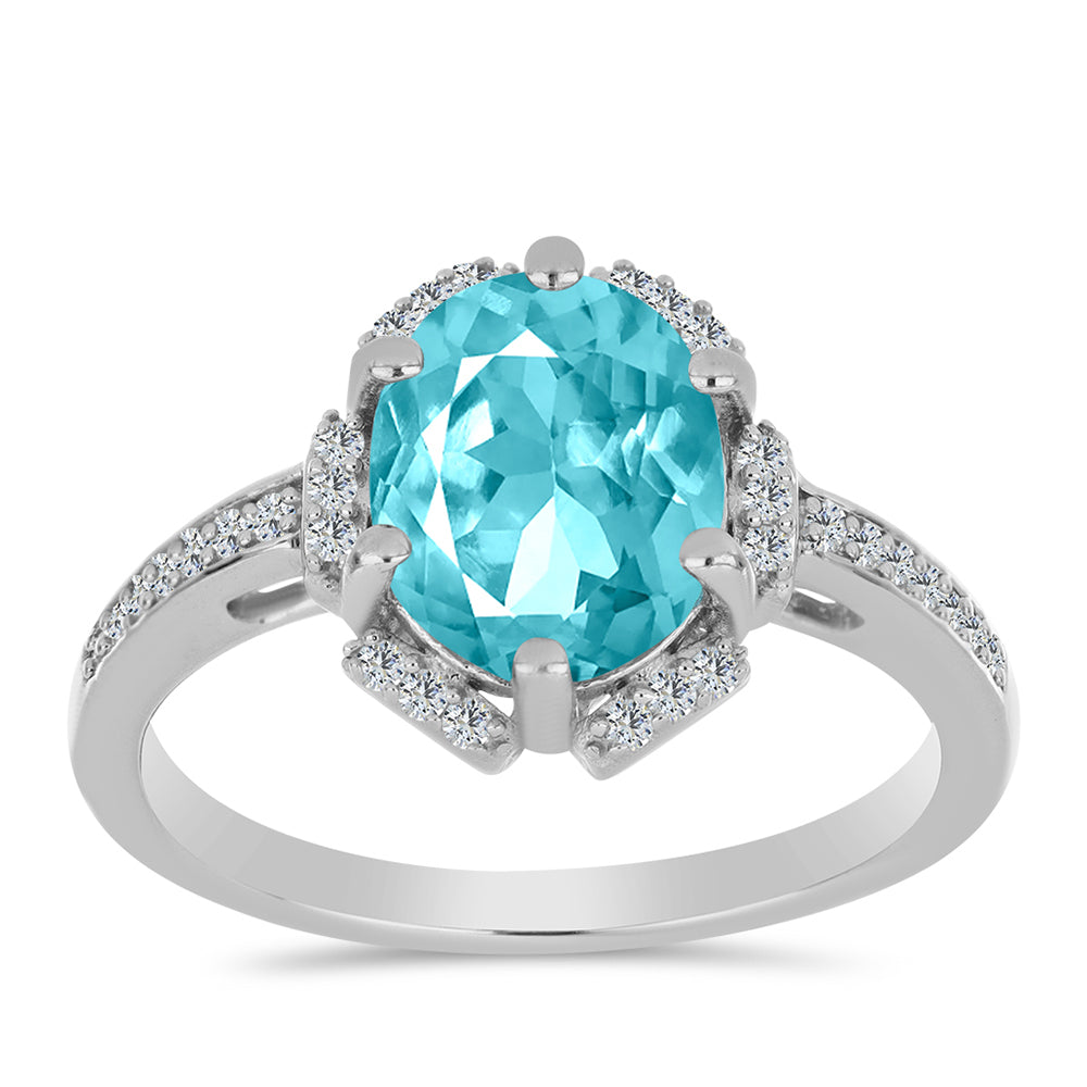 Anillo de Plata con Cuarzo Paraiba y Topacio Blanco 3 