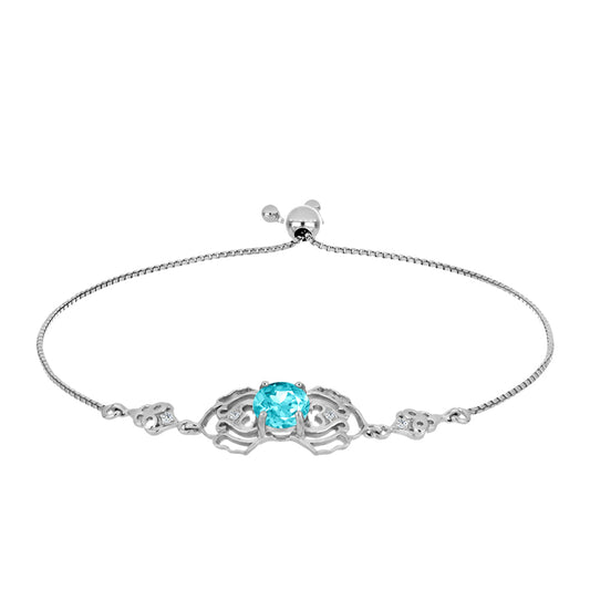 Pulsera de Plata con Cuarzo Paraiba y Topacio Blanco