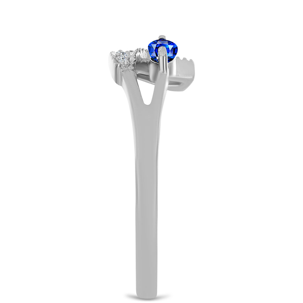 Anillo de Plata con Zafiro Azul Australiano y Topacio Blanco 4 