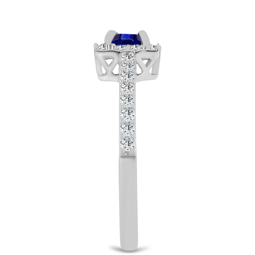 Anillo de Plata con Zafiro Azul Australiano y Topacio Blanco 4 