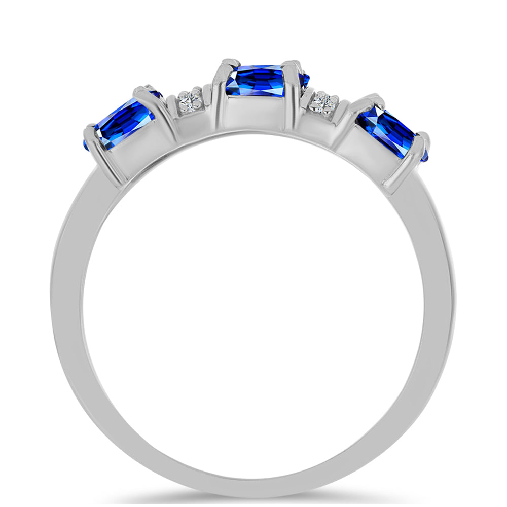 Anillo de Plata con Zafiro Azul Australiano y Topacio Blanco 2 