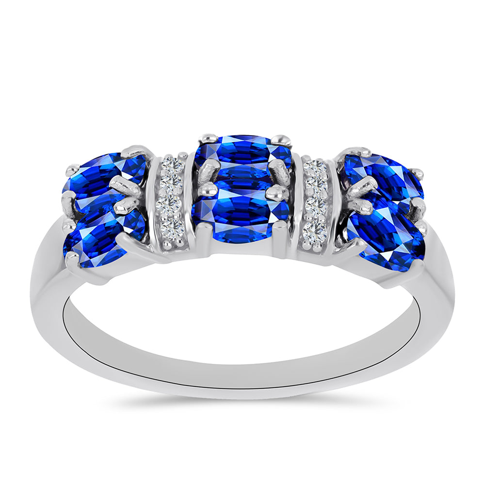 Anillo de Plata con Zafiro Azul Australiano y Topacio Blanco 3 