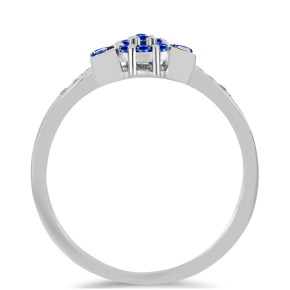 Anillo de Plata con Zafiro Azul Australiano y Topacio Blanco 2 