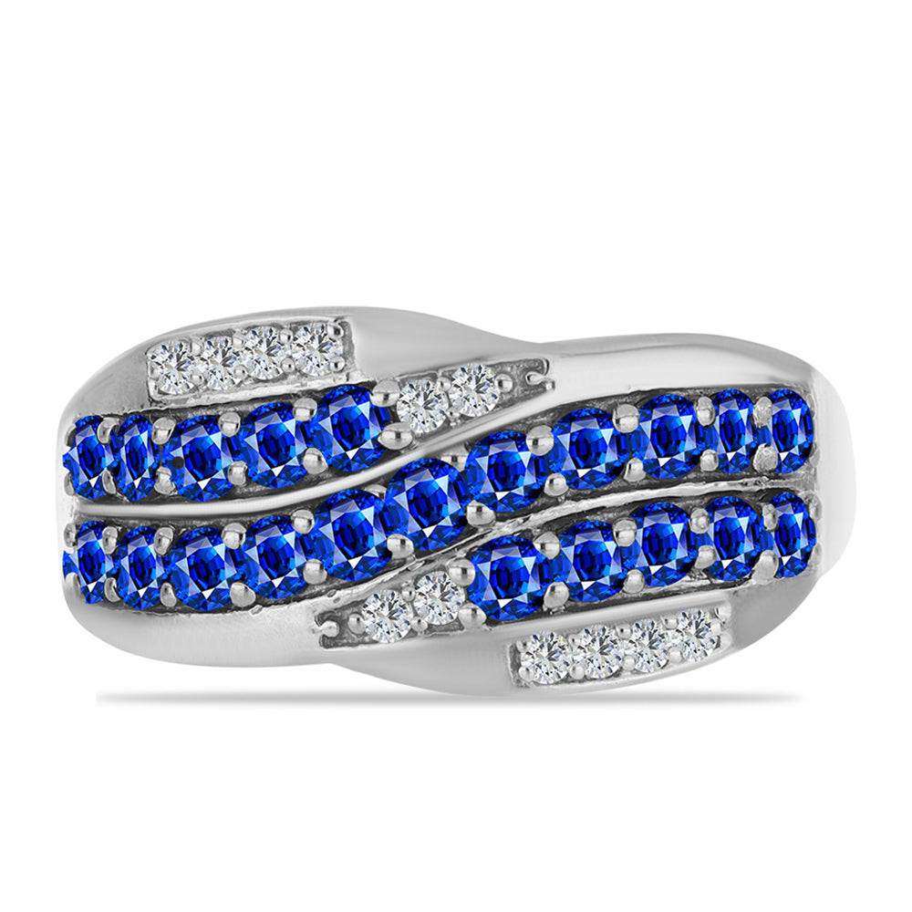 Anillo de Plata con Zafiro Azul Australiano y Topacio Blanco