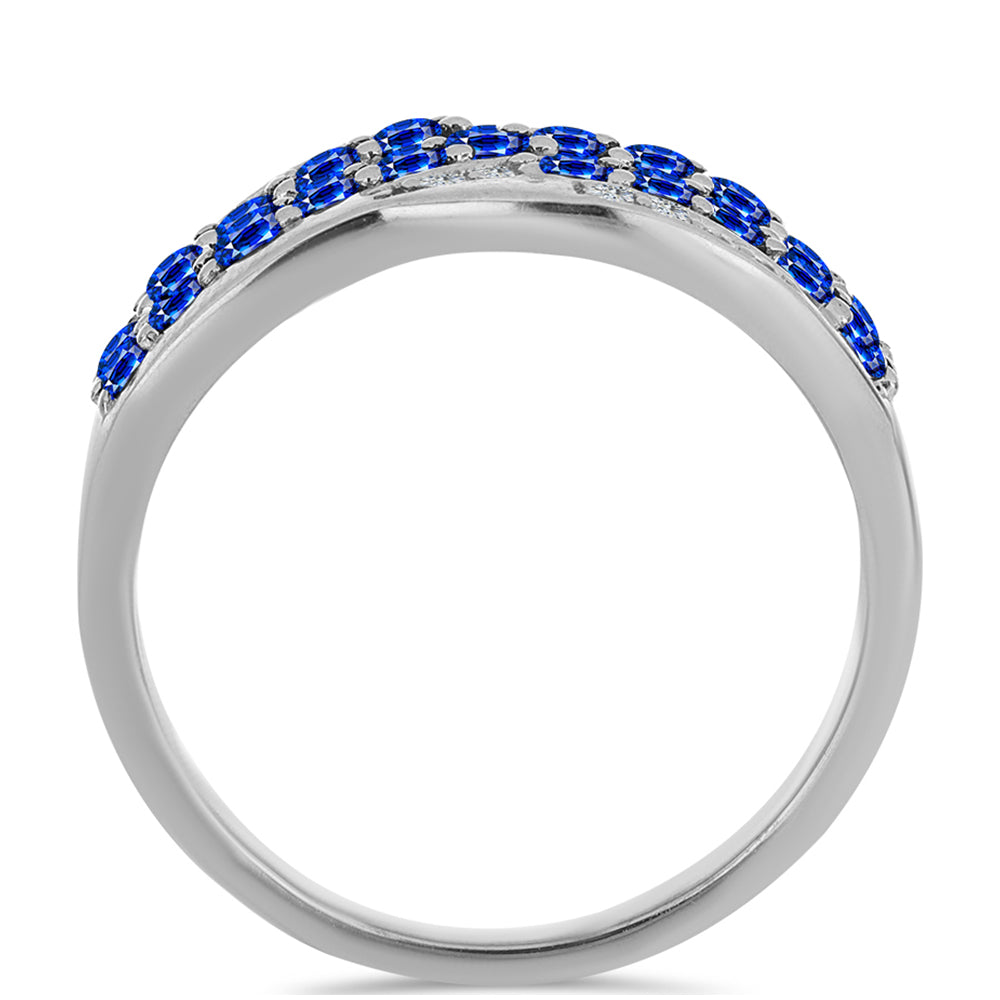 Anillo de Plata con Zafiro Azul Australiano y Topacio Blanco