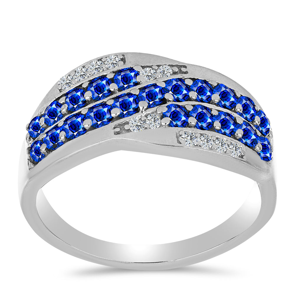 Anillo de Plata con Zafiro Azul Australiano y Topacio Blanco