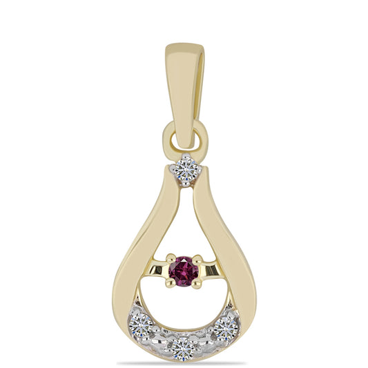 Colgante de Plata Bañada en Oro con Diamante Púrpura y Diamante blanco