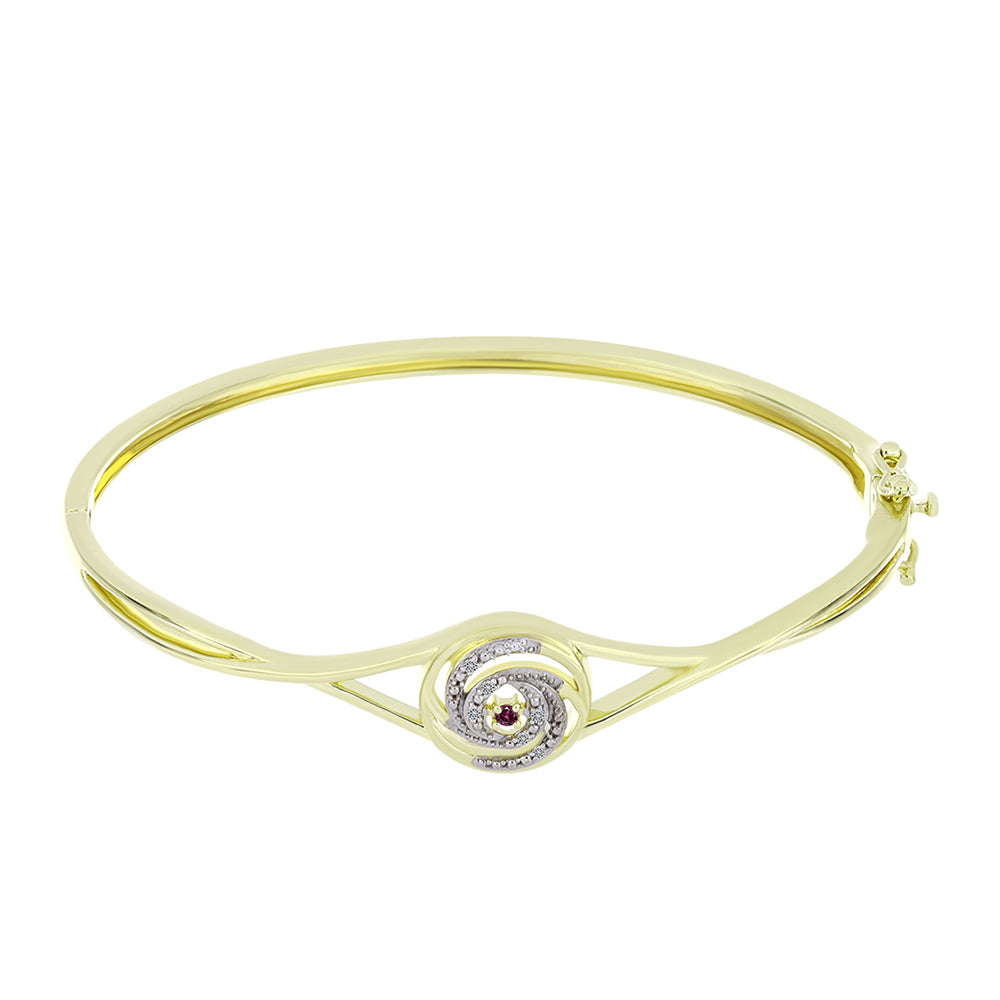 Pulsera de Plata Bañada en Oro con Diamante Púrpura y Diamante blanco 1 