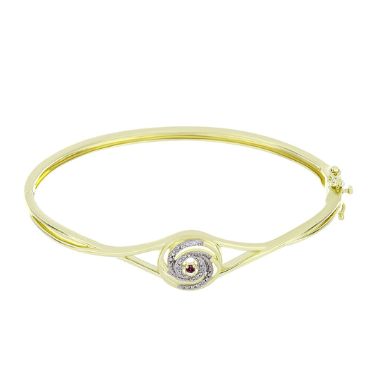 Pulsera de Plata Bañada en Oro con Diamante Púrpura y Diamante blanco